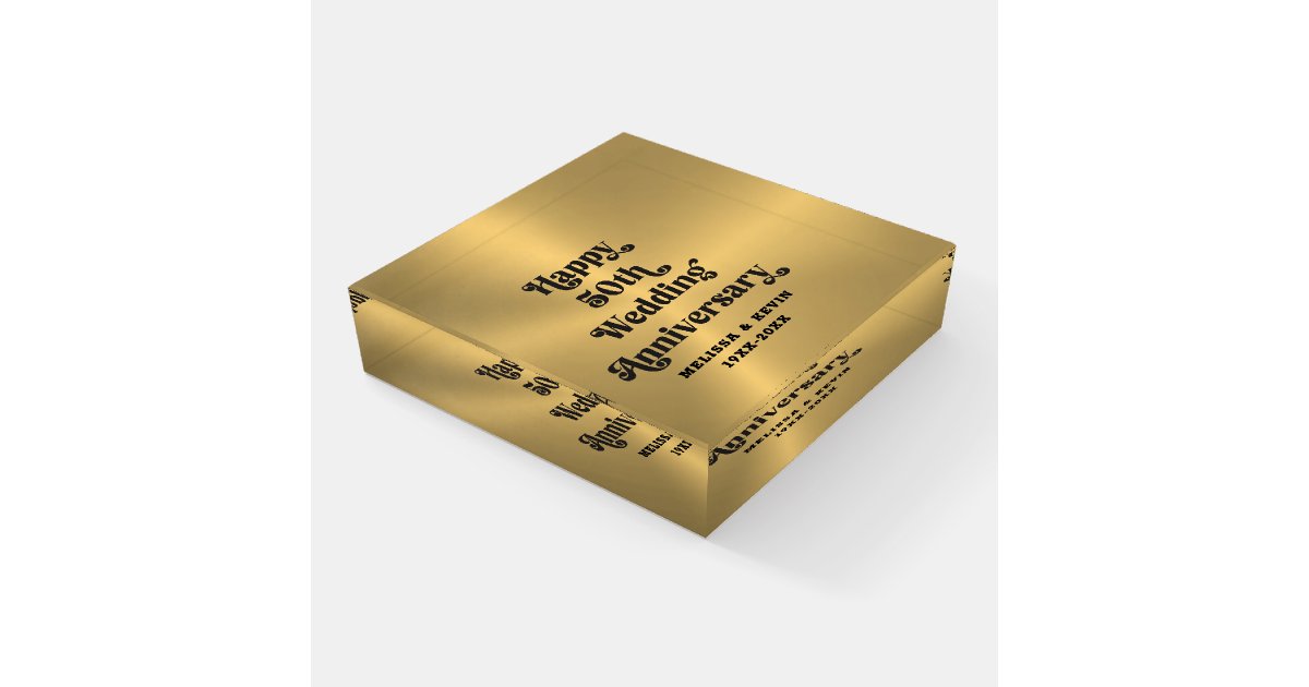 Typography Paperweight 50th Gold Wedding Anniversary Retro Typography Paperweight | Zazzle