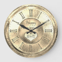 50th Gold Wedding Anniversary Round Clock