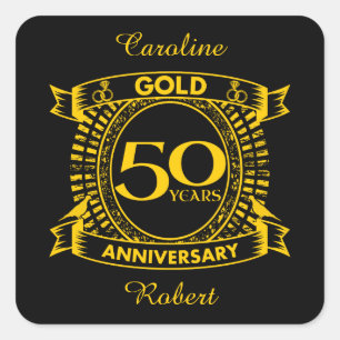 50th Gold Wedding Anniversary Square Sticker
