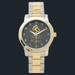 50th Gold wedding anniversary watch for husband<br><div class="desc">50th Gold wedding anniversary watch for husband. Cute gift idea for fifty years of marriage. Entwined golden rings.</div>