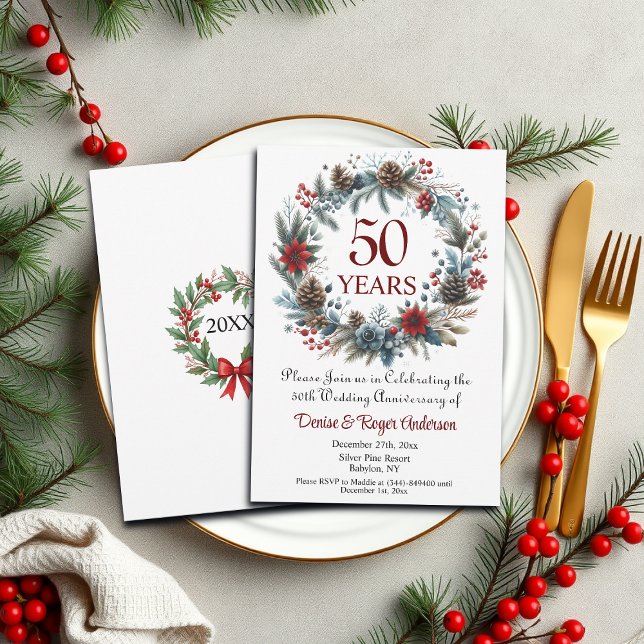 50th Gold Wedding Anniversary Winter Invitation (Creator Uploaded)
