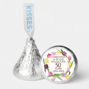 50th Gold Wedding Watercolor Tulips Anniversary Hershey®'s Kisses®