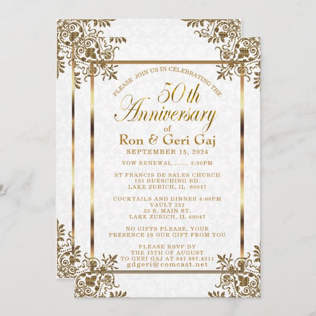 50th Golden Anniversary 2 Invitation (Front/Back)