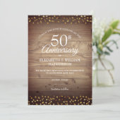 50th Golden Anniversary Change the Date Rustic Invitation (Standing Front)