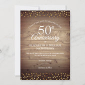 50th Golden Anniversary Change the Date Rustic Invitation (Front)
