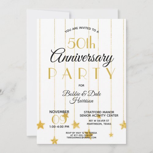 50th Golden Anniversary Custom Event Gold Party Invitation