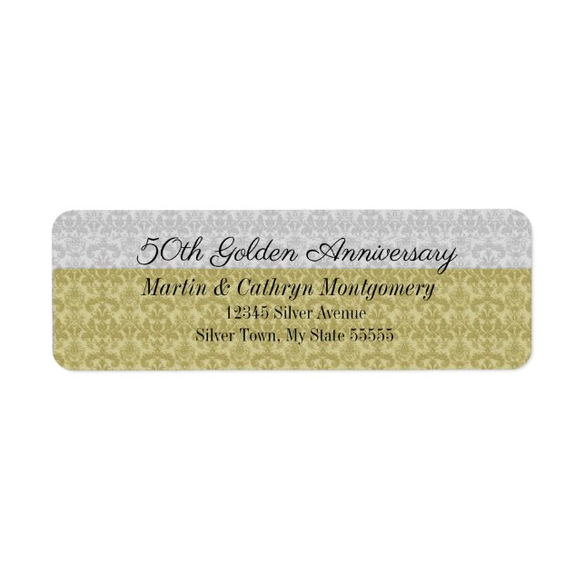 50th Golden Anniversary Damask Address Label (Front)
