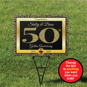 50th Golden Anniversary Elegant Faux Gold Glitter Sign