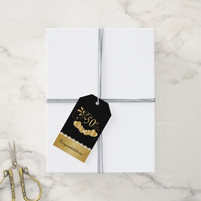50th Golden Anniversary Gift Tags (With Twine)