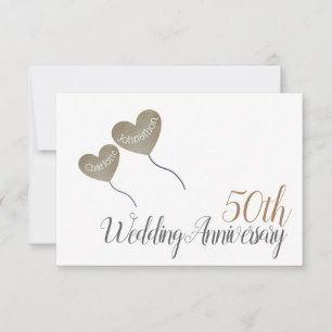 50th Golden Anniversary heart balloon thank you