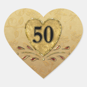 50th Golden  Anniversary Heart Heart Sticker