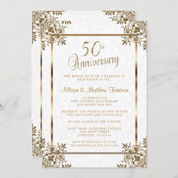 50th Golden Anniversary Invitation by DesignsbyDonnaSiggy at Zazzle