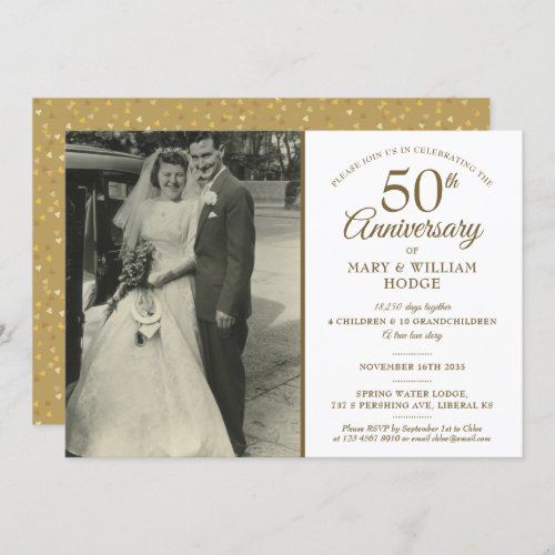 50th Golden Anniversary Memories Wedding Photo Invitation