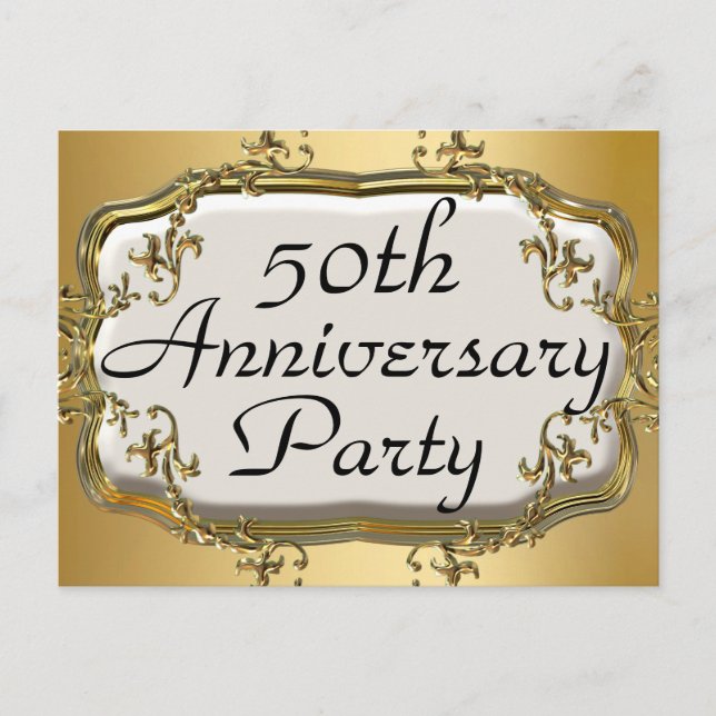 50th Golden Anniversary Party Invitation Postcards (Front)