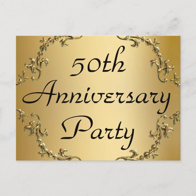50th Golden Anniversary Party Invitation Postcards (Front)