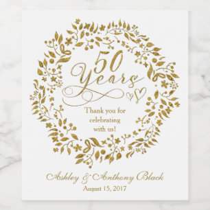 50th Golden Anniversary Personalized Wine Label