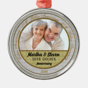 50th Golden Anniversary Photo Christmas Metal Ornament