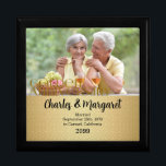 50th Golden Anniversary Photo Jewelry Box<br><div class="desc">This beautiful lacquered Jewelry or Trinket Box is adorned with our beautiful Wedding Anniversary Collection designs and holds the anniversary couple's photograph, date of their Golden Anniversary and their names. A lovely way to cherish the memories you made celebrating 50 years together. A beautiful gift for the husband to give...</div>