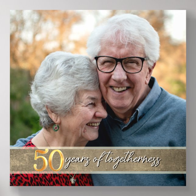 50th Golden Anniversary Picture Keepsake Acrylic Photo Tile (Front Set)