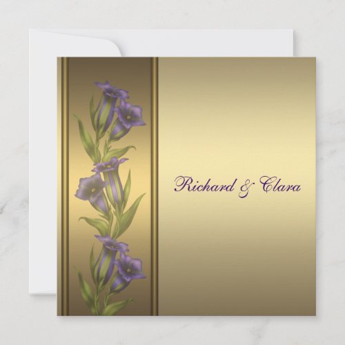 50th Golden Anniversary Purple Violets Personalized Invitation