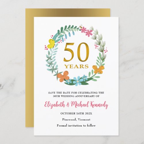 50th Golden Anniversary  Save the Date Card