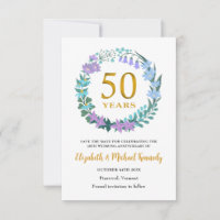 50th Golden Anniversary Save the Date Card
