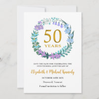 50th Golden Anniversary Save the Date Card