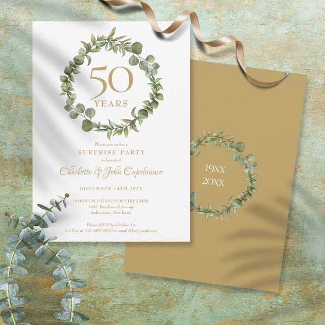 50th Golden Anniversary Surprise Party Garland Invitation