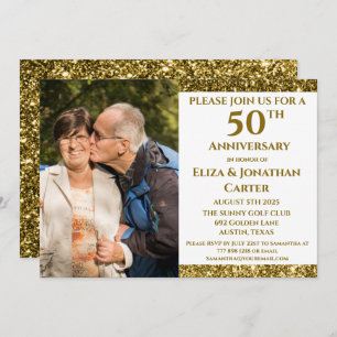 50th Golden Anniversary Surprise Party Glitter Invitation