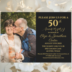 50th Golden Anniversary Surprise Party Glitter Invitation