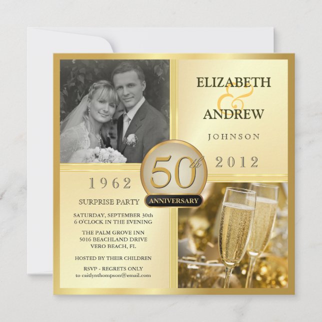 50th Golden Anniversary Surprise Party Invitations (Front)