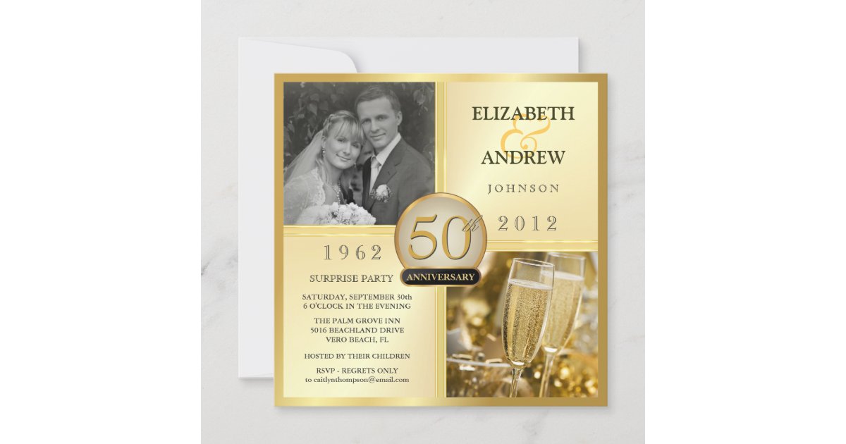 50th Golden Anniversary Surprise Party Invitations | Zazzle