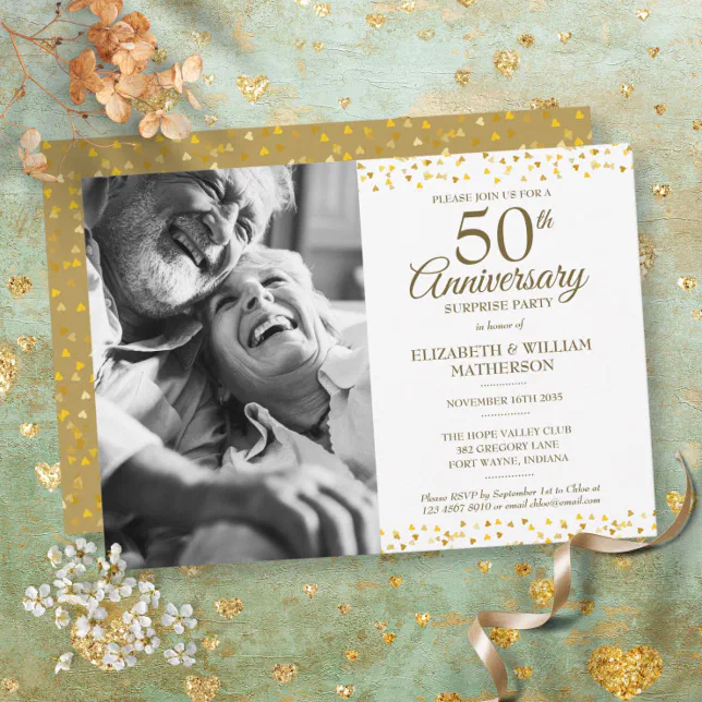 50th Golden Anniversary Surprise Party Photo Invitation | Zazzle