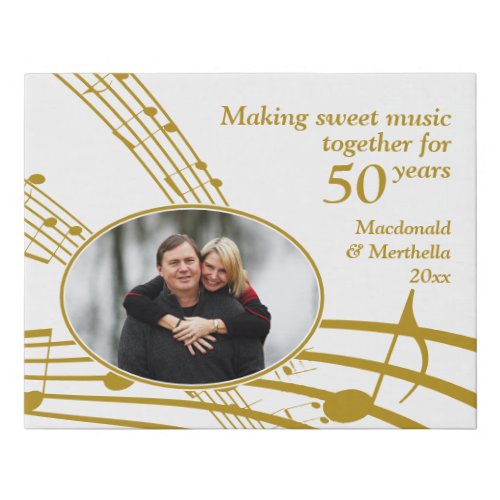 50th GOLDEN Anniversary  SWEET MUSIC  Photo Faux Canvas Print