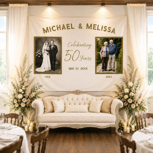 50th Golden Anniversary Then & Now Photo Tapestry 