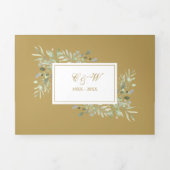 50th Golden Anniversary Wedding Greenery Floral Tri-Fold Invitation (Cover)