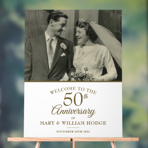 50th Golden Anniversary Wedding Photo Welcome Acrylic Sign