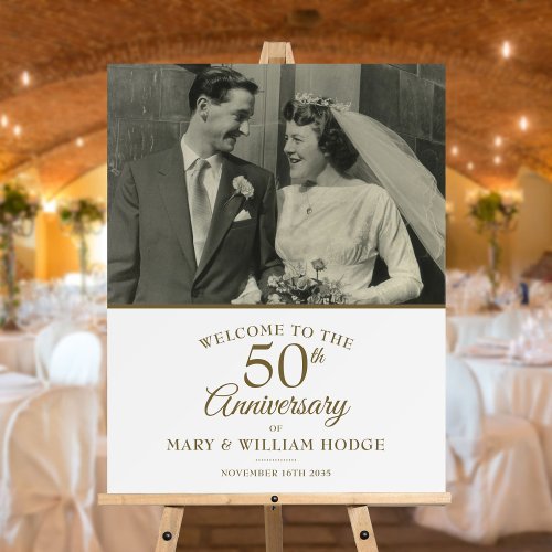 50th Golden Anniversary Wedding Photo Welcome Sign
