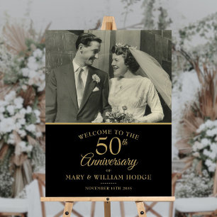 50th Golden Anniversary Wedding Photo Welcome Sign