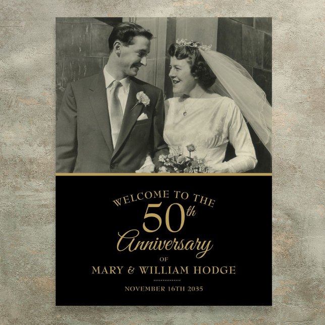 50th Golden Anniversary Wedding Photo Welcome Sign (50th Golden Anniversary Wedding Photo Welcome Sign)