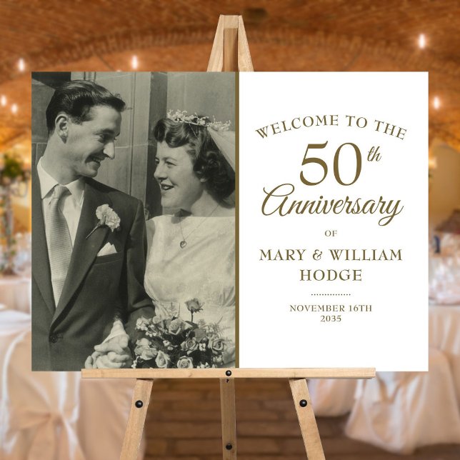 50th Golden Anniversary Wedding Photo Welcome Sign (50th Golden Anniversary Wedding Photo Welcome Sign)