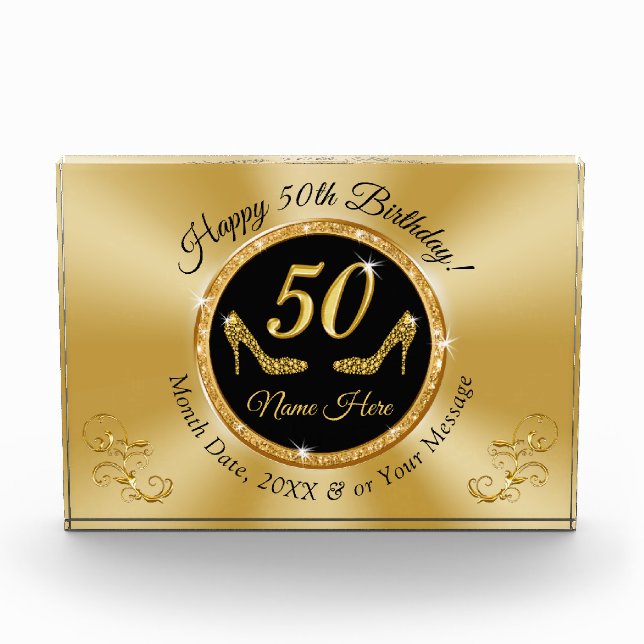 50th, Golden Birthday Gifts for Her or ANY YEAR (Front)