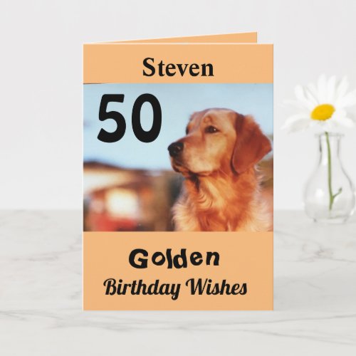 50th Golden Birthday Wishes Cute Retriever