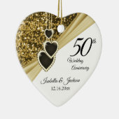 50th Golden Glitter Anniversary Ceramic Ornament | Zazzle
