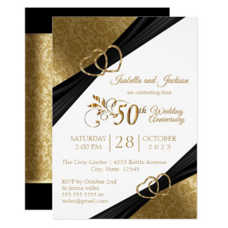50th Golden Heart Anniversary Design Invitation