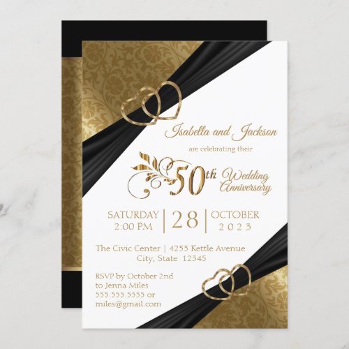 50th Golden Heart Anniversary Design Invitation