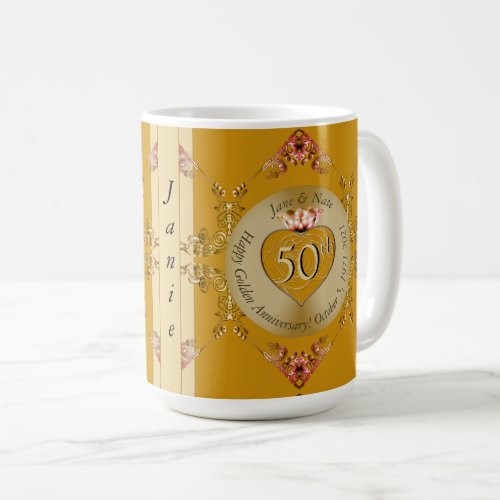 50th Golden Ochre Wedding Anniversary  Coffee Mug