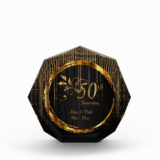 50th Golden Star Light Wedding Anniversary Photo Block (Front)