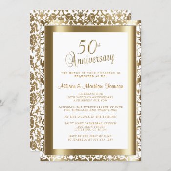 50th Golden 💑 Wedding Anniversary 2 | Diy Text Invitation by DesignsbyDonnaSiggy at Zazzle