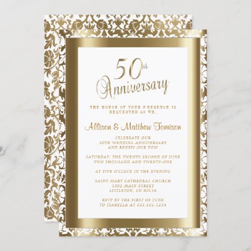 50th Golden  Wedding Anniversary 2  DIY Text Invitation